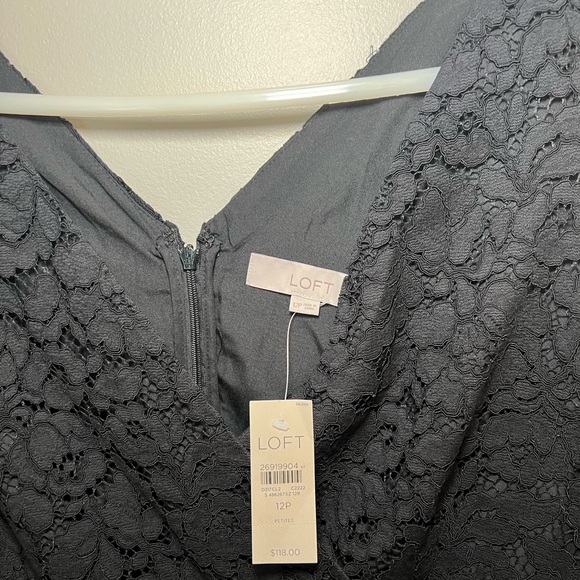 LOFT Black Sleeveless V-Neck A-Line Mini Dress SZ 12P - Picture 3 of 6